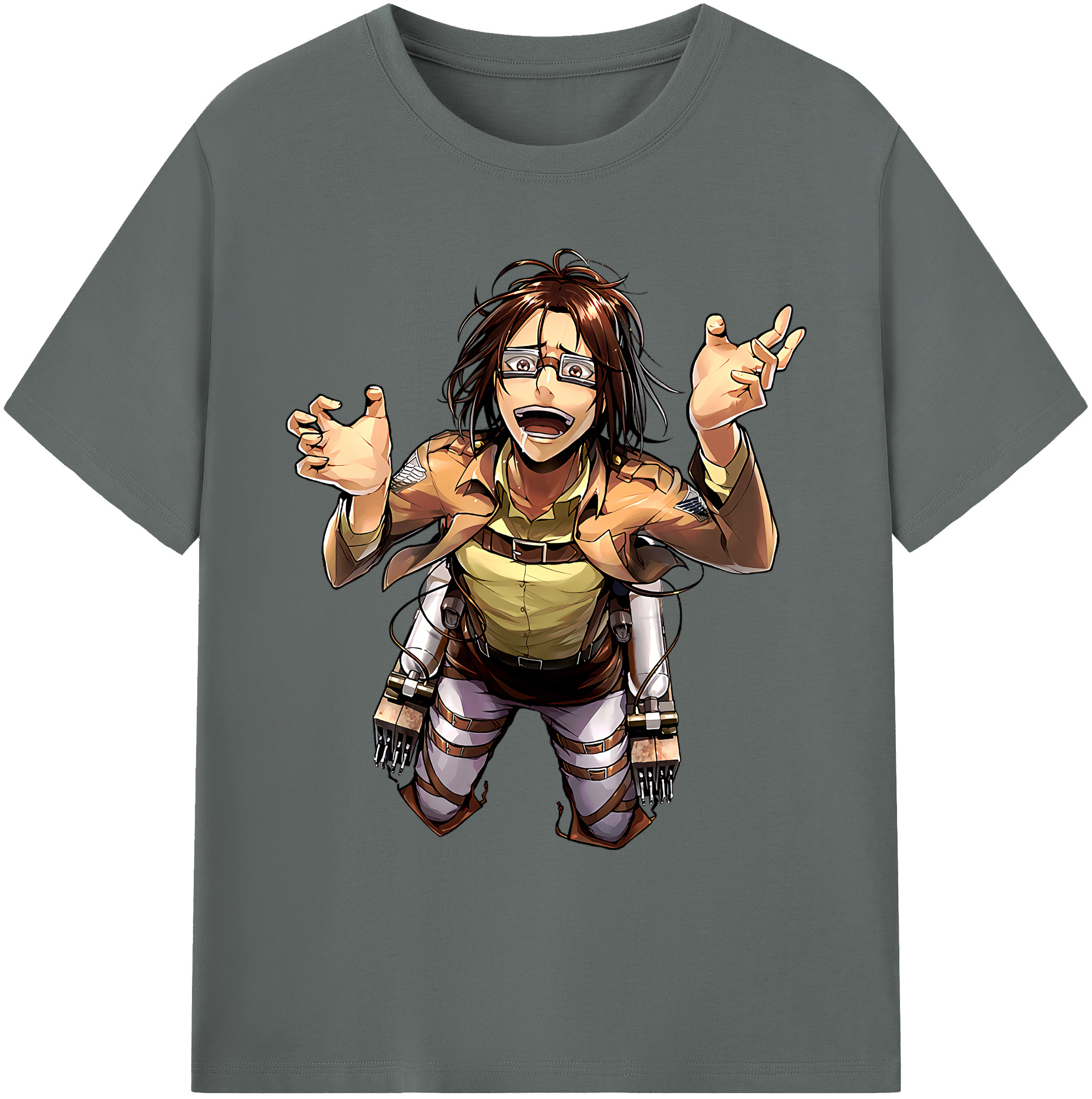 （画像用） 進撃の巨人 ハンジ·ゾエ Attack on Titan Hanji Zoe 綿100％ メンズ半袖Tシャツ｜肌触りやわらか＆通気性
